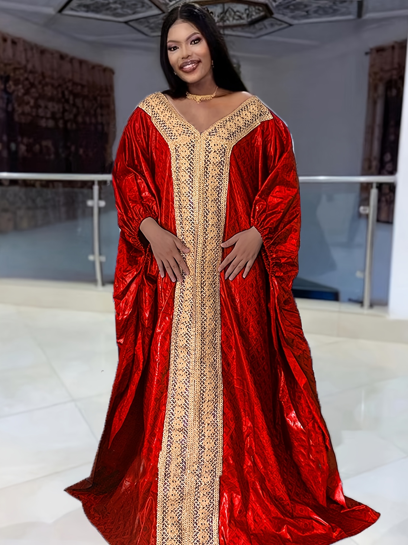 red dress with gold accents Red Gold Mini Charro Dress