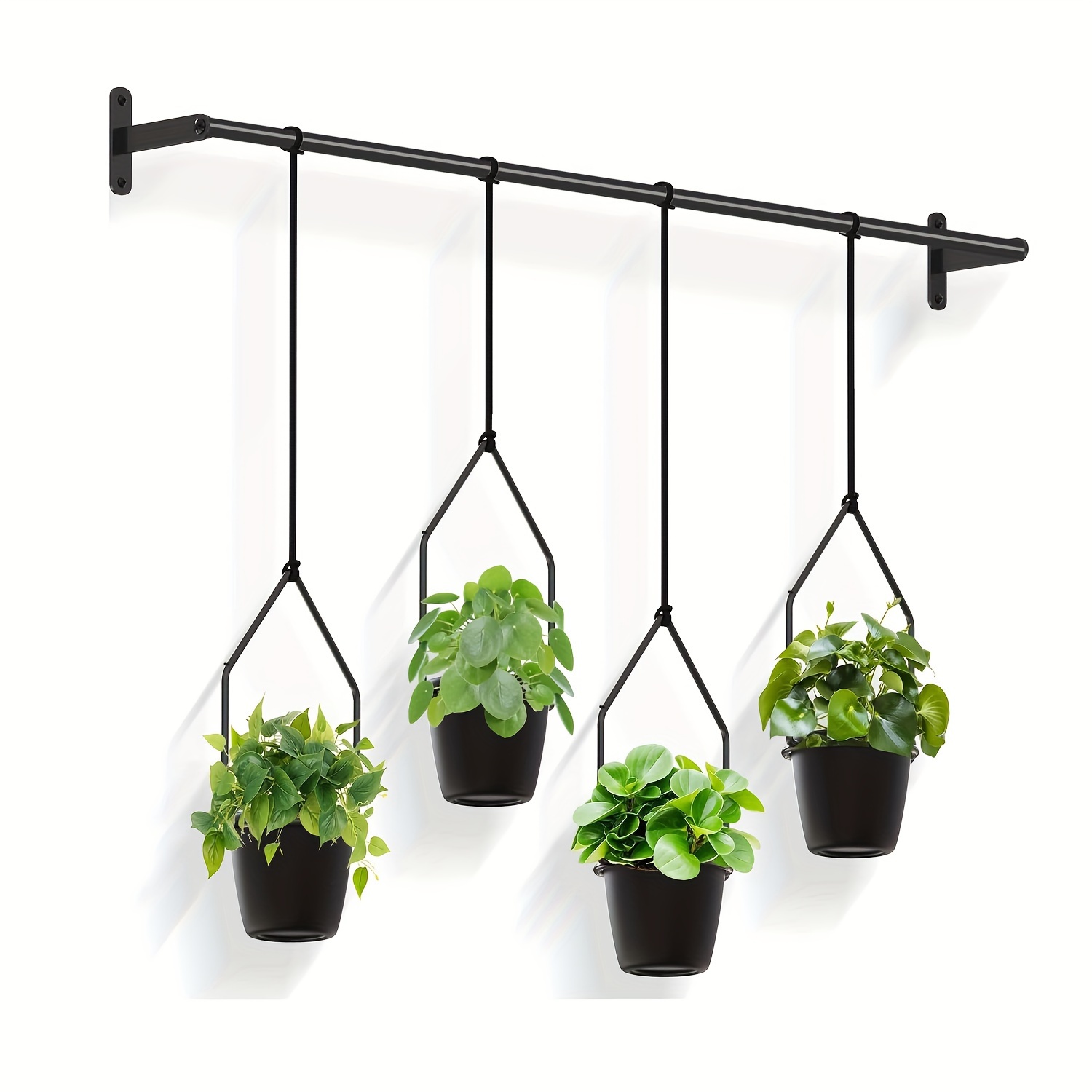 TEMU 1set Metal Adjustable Hanging 4pcs Plastic , Hanging Basket For Wall Or Ceiling, For Indoor Window & Ceiling , Wall Plant Hanger Nylon , Out Storage Rack, Storage