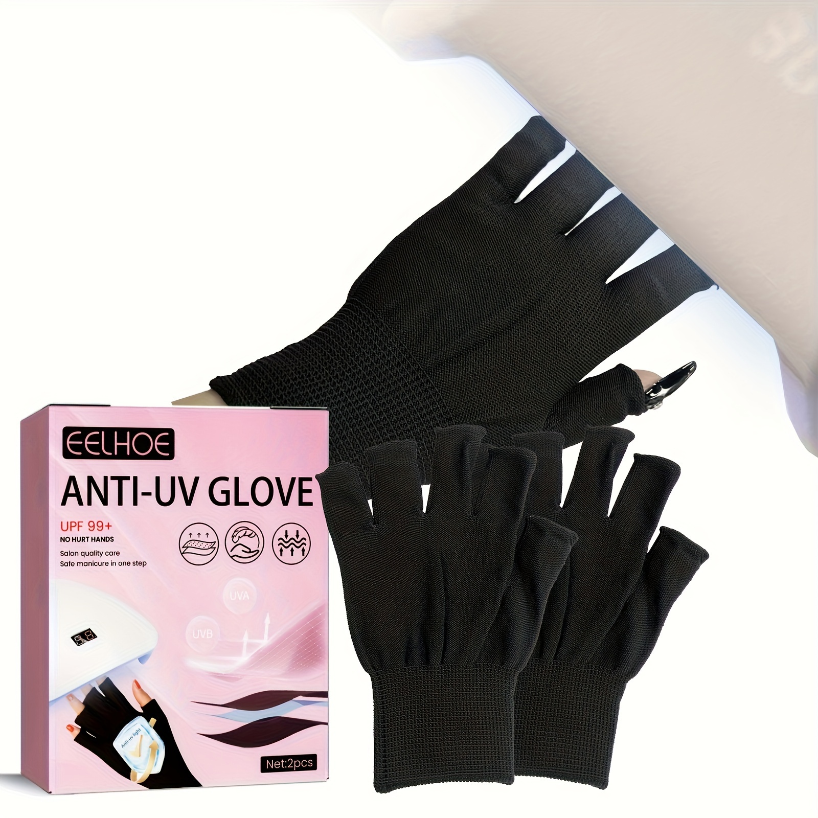 

Anti-uv Nail Gloves, Upf 99+ Protection, Black Manicure Uv Shield Gloves For Nail Lamp Blocking, Salon Quality Hand Care, Safe Manicure