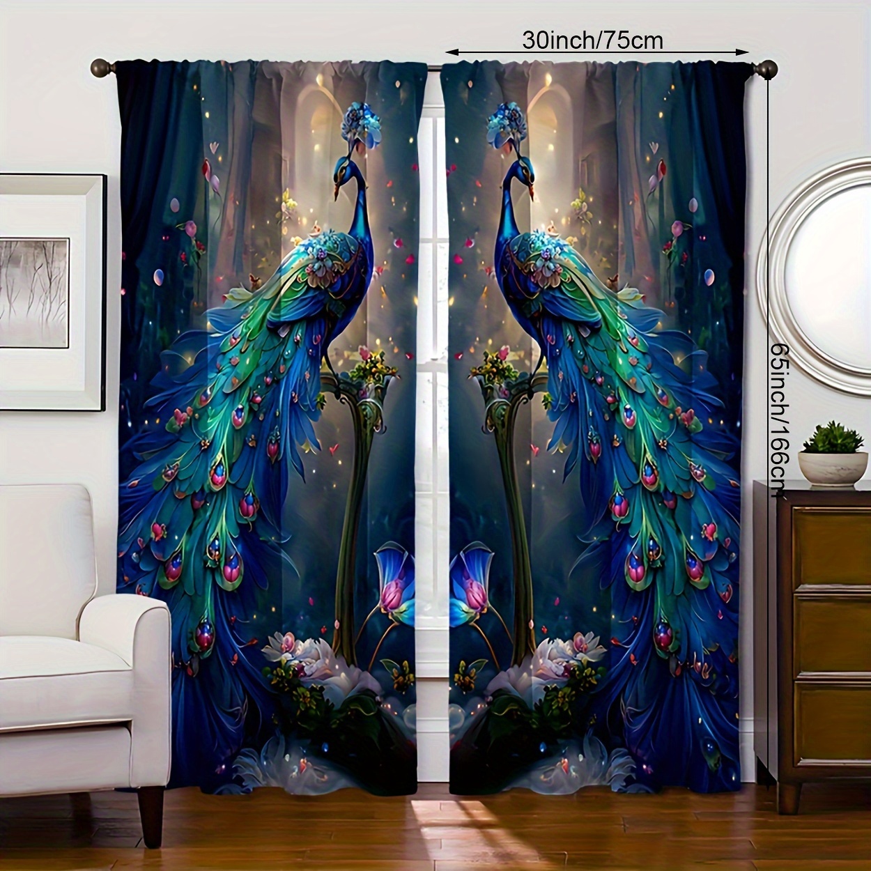 TEMU 2pcs Pattern Curtains, Rod Pocket Decorative Window Drapes, Window Treatments For Bedroom Living Room, Home Decoration, Room Decoration