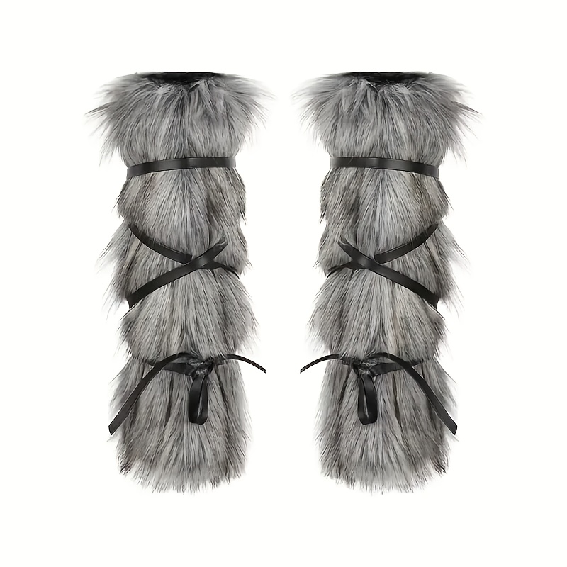 Image of A Pair Of Dark Medieval Viking Gray And Black Retro Long Leg Covers For Halloween And Carnival Stage Performance Cosplay Props