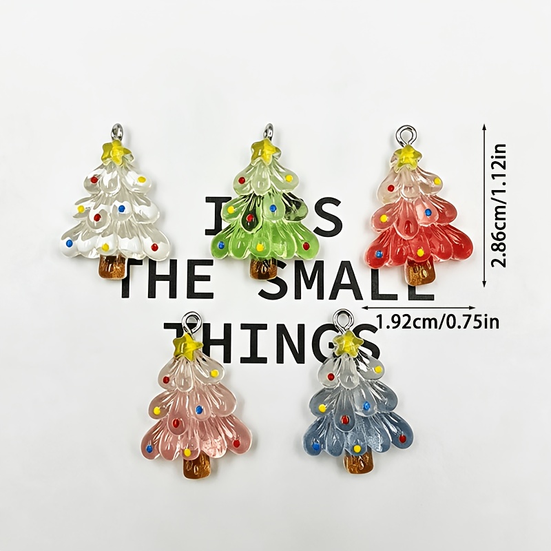 TEMU 8pcs Random Mixed -clear Christmas Tree Resin Charms, Suitable For Jewelry Making, Christmas Additions, Earrings, Necklaces, Bag Production