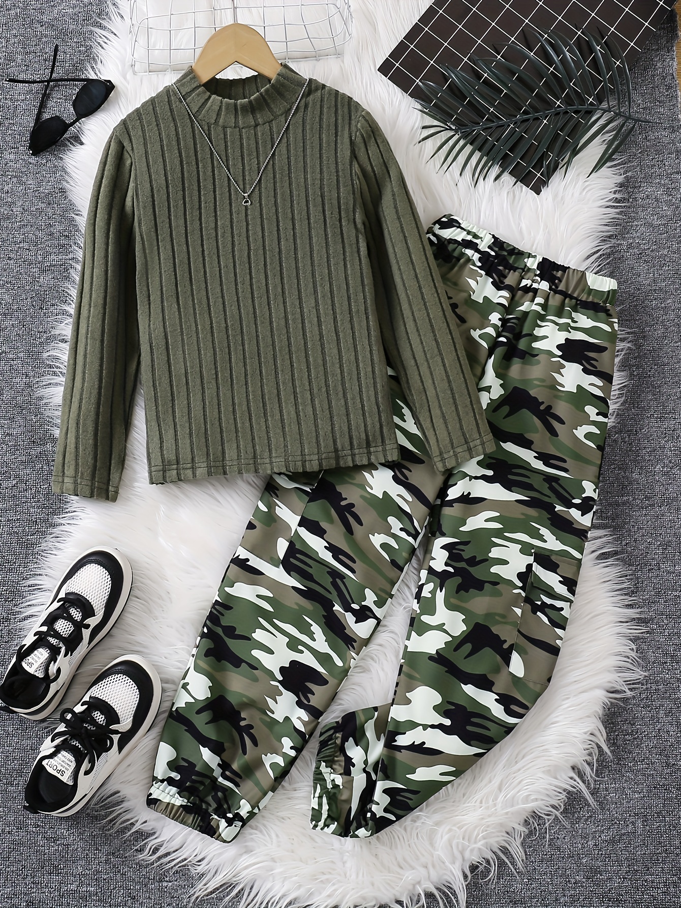 conjunto piezas niñas camouflage top larga acanalado Temu Ecuador