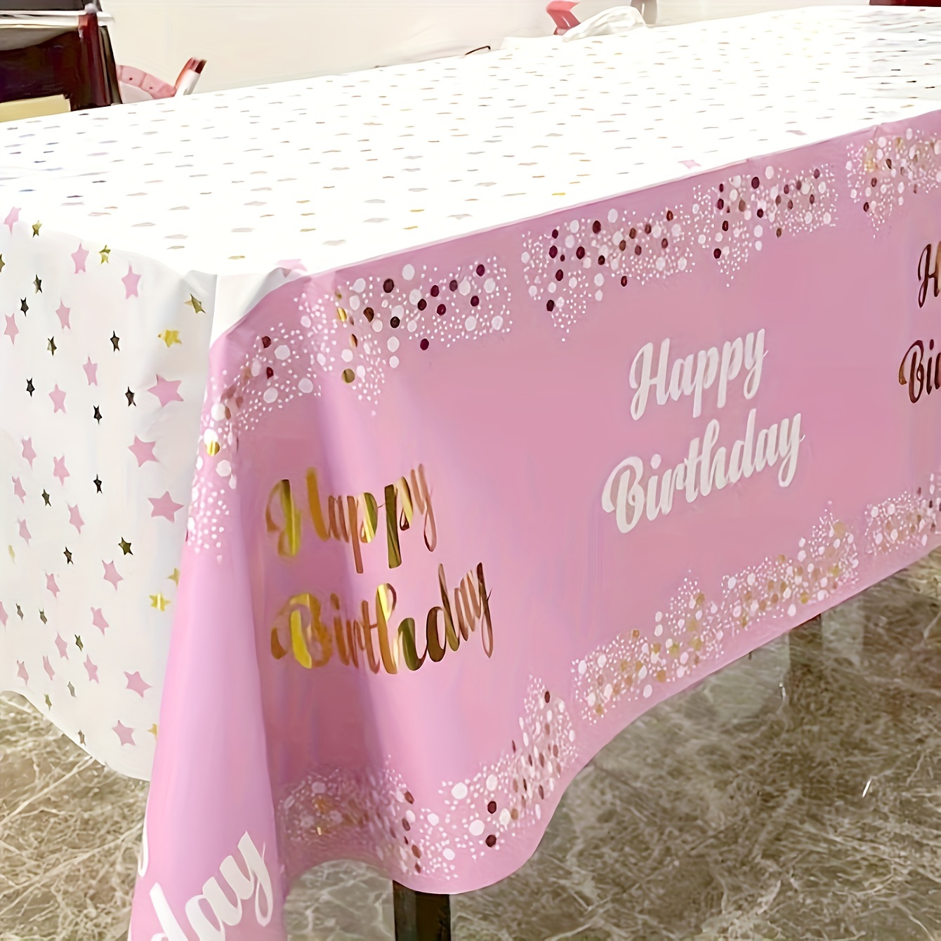 

1pc English Printed Tablecloth Disposable Oil- And Tablecloth New Aluminum Film Plastic Tablecloth