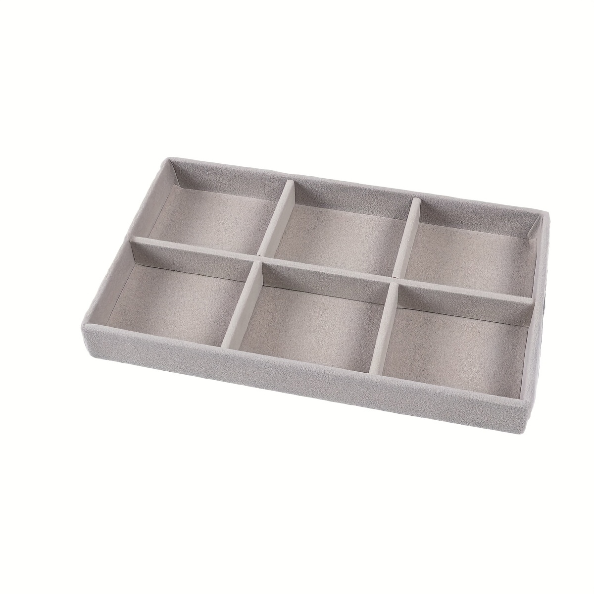 Image of 1pc Velvet Display Gray Jewelry 6 Grid Tray, Suitable For Jewelry, Necklace Packaging - Lightweight And Portable, Jewelry Product Display And Packaging Supplies
