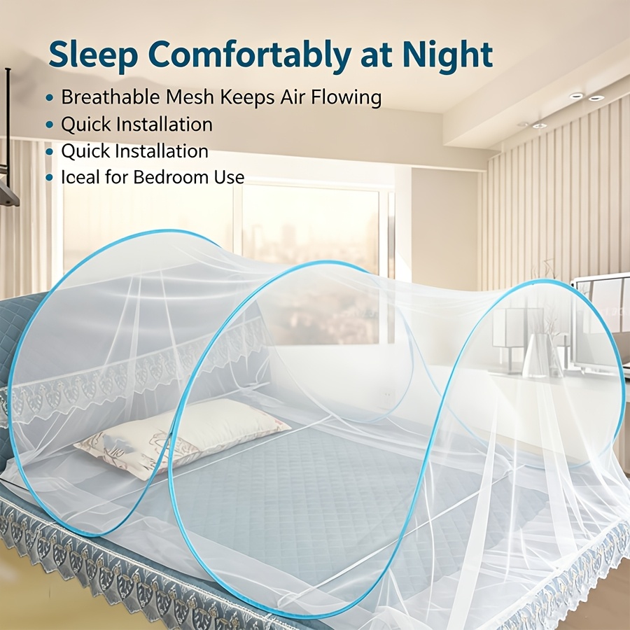 Double Person Net Travel Without Bottom, Zipper, Mesh Net, Portable, Adjustable Size, No Installation Of Net