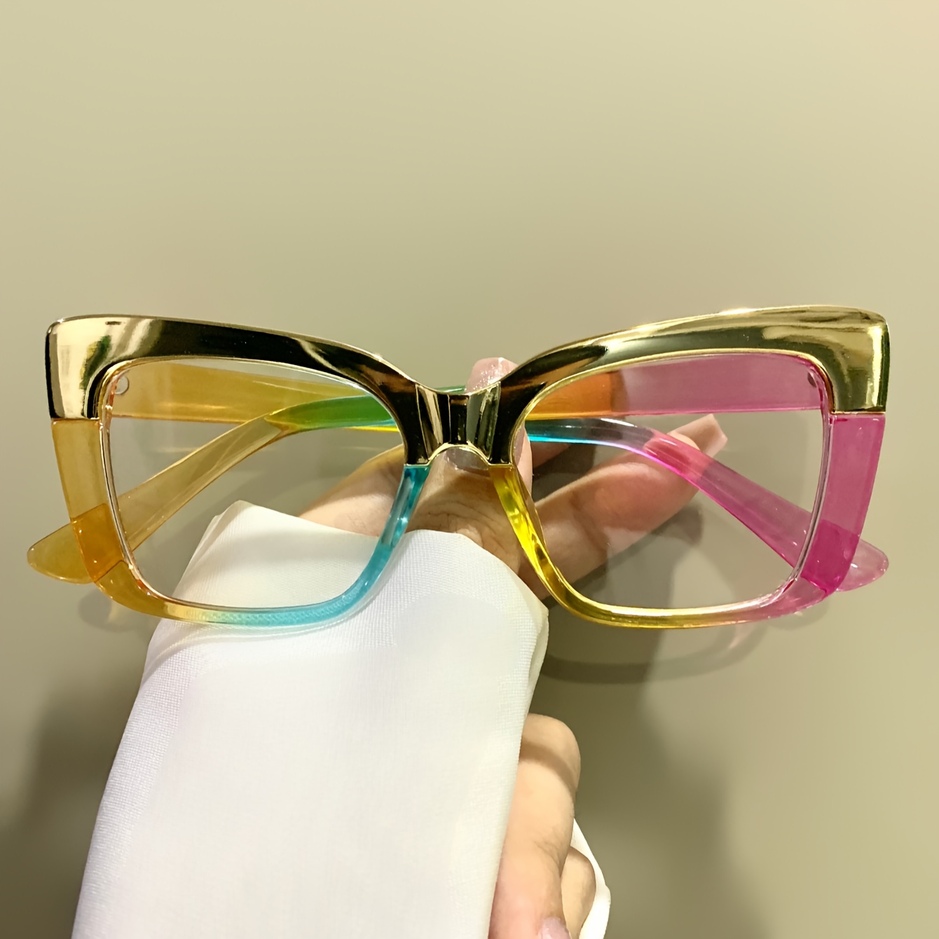   bohemian square glasses for   - multicolor   round-  frames, tortoiseshell-like color-blocking eyewear with metal hinges, non-prescription fashion glasses in pink/yellow/green/blue/purple (full-rim design), statement piece,  , lightweight frames,   spectacles, unisex fashion 0