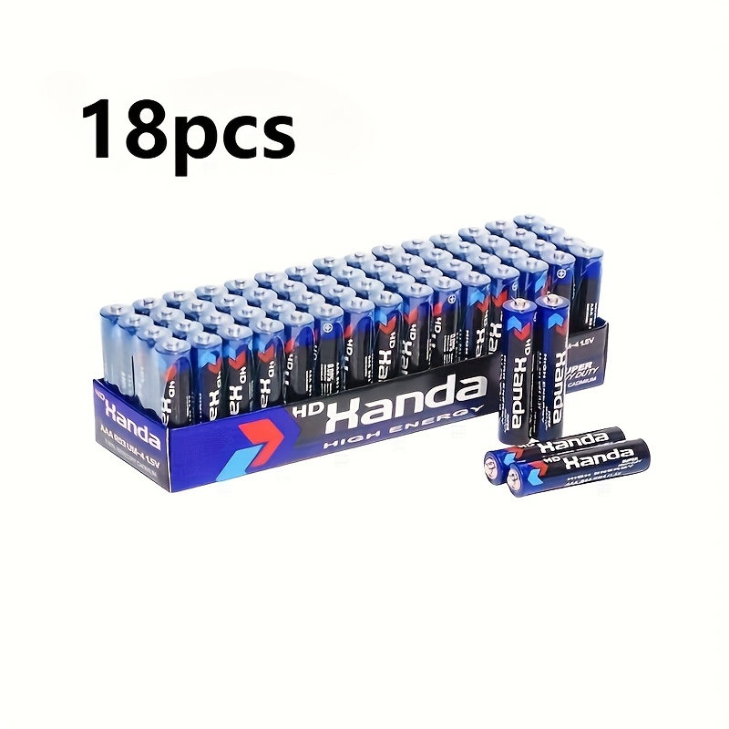 18 vnt. AA/AAA baterijos, 1,5 V anglies baterijos, saugios ir patvarios, tinkamos pulteliams, žadintuvams, žaislams ir kt., būtinas namų ūkio daiktas, idealus mažų prietaisų maitinimo šaltinis, kompaktiškas dydis, ilgas veikimo laikas, pagamintos iš aukštos kokybės baterijų elementų, tinkamos biuro