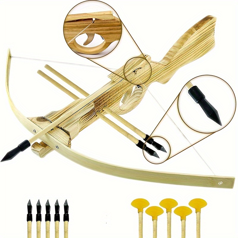 

Wooden - Handmade For Archery, Includes 5 Rubber Tip Bamboo Wood Arrows + 5 Suction Cup Arrows - Birthday Party Game, Rifle Gift