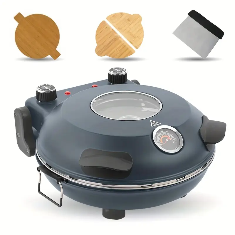 12 electric pizza oven 1200w 5 min dual knob speed settings 10 capacity indoor countertop oven with 2 step temperature step crust control 2 step fan control 2 step timer 2 step fan control 2 step timer Product details 0