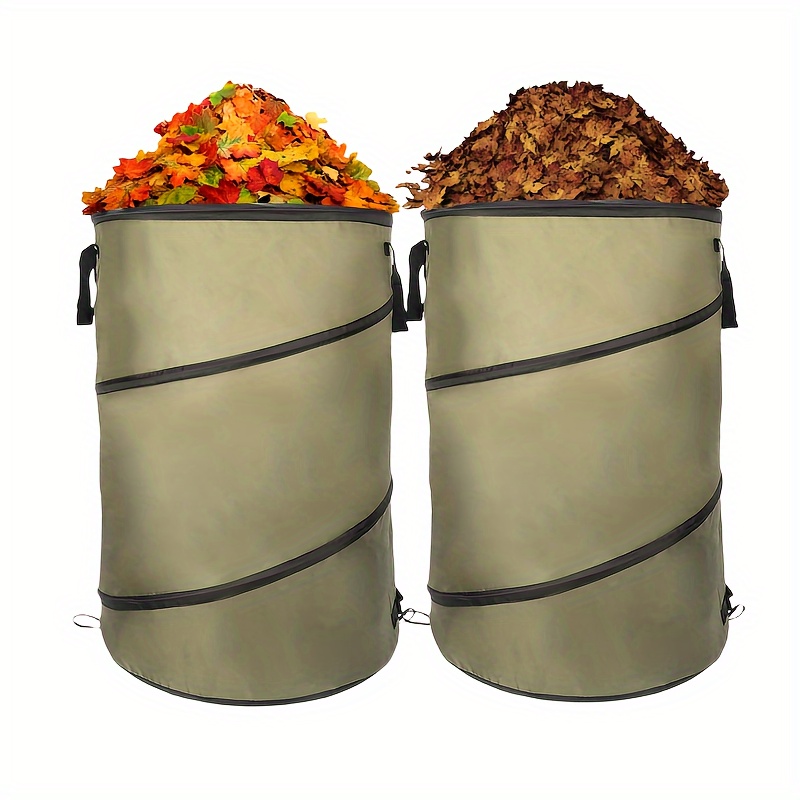 Image of 2pcs 30 Gallon Pop Up Outdoor Camping Folding Trash Can Portable Car Trash Can Oxford Bag Handbag Home Storage Bucket Folding Bag Gar Bag