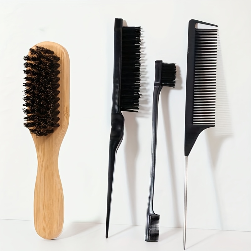E-shop 4-teiliges/Set Haarstyling Kamm Bartbürsten Set für Herren und Rückenbürsten, Bürsten, Kämmen, Glätten von Haaren für Frauen, Haarbürste, Kamm,