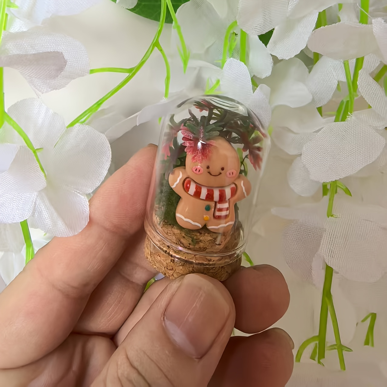 1pc Chubby Figure Ornament In A Glass Dome, Suitable For Home Decor, Holiday Parties, Creative Diy, Christmas, New Year, No Electricity Required