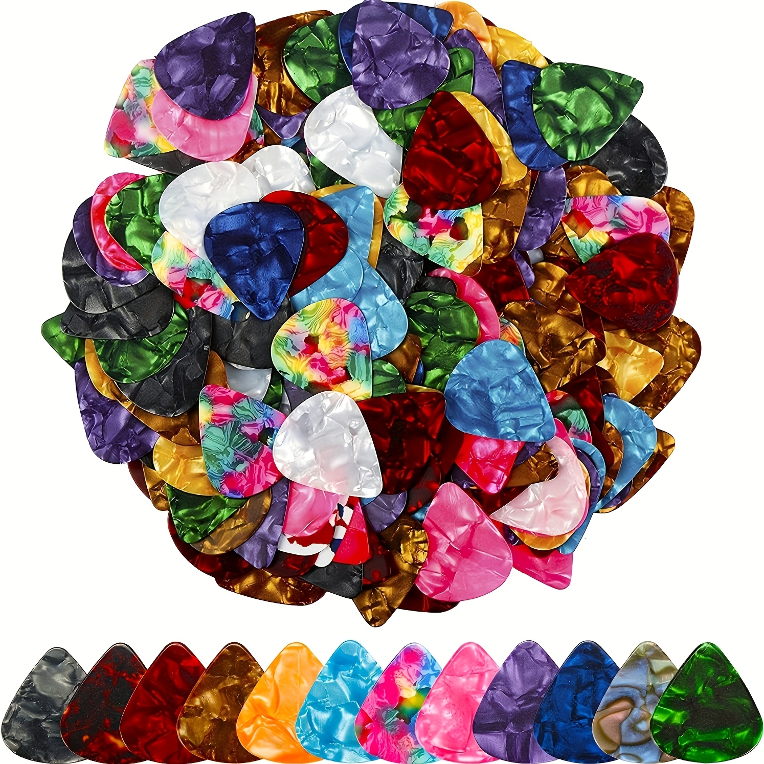 50pcs Colorful Guitar Picks, 0.46mm Thick, Stylish Design, High-quality Accessories For Guitars - Suitable For Bass And Electric Guitars, Includes Violin Plectrums, Bass Guitar Picks