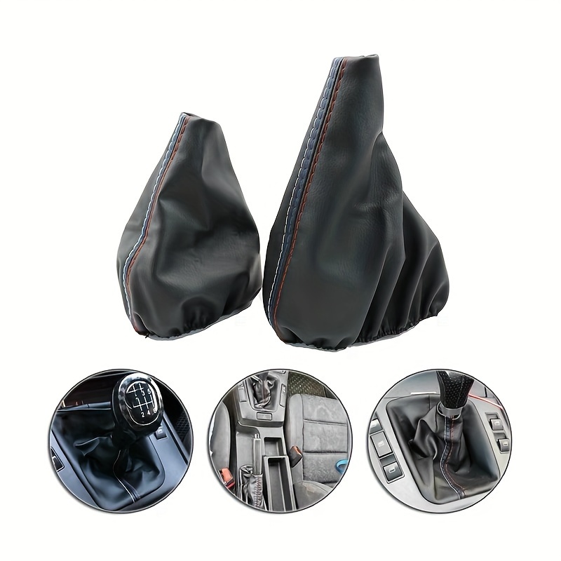 

2pcs Stylish & Faux Leather Car Gear Shift Knob Covers - Dustproof Handball Protectors For Vehicle Interior Accessories