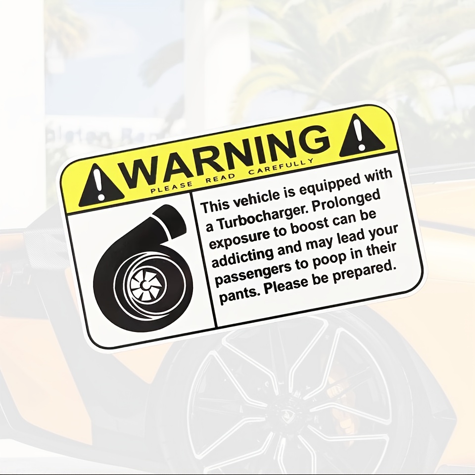 car warning sticker sold on Temu United States