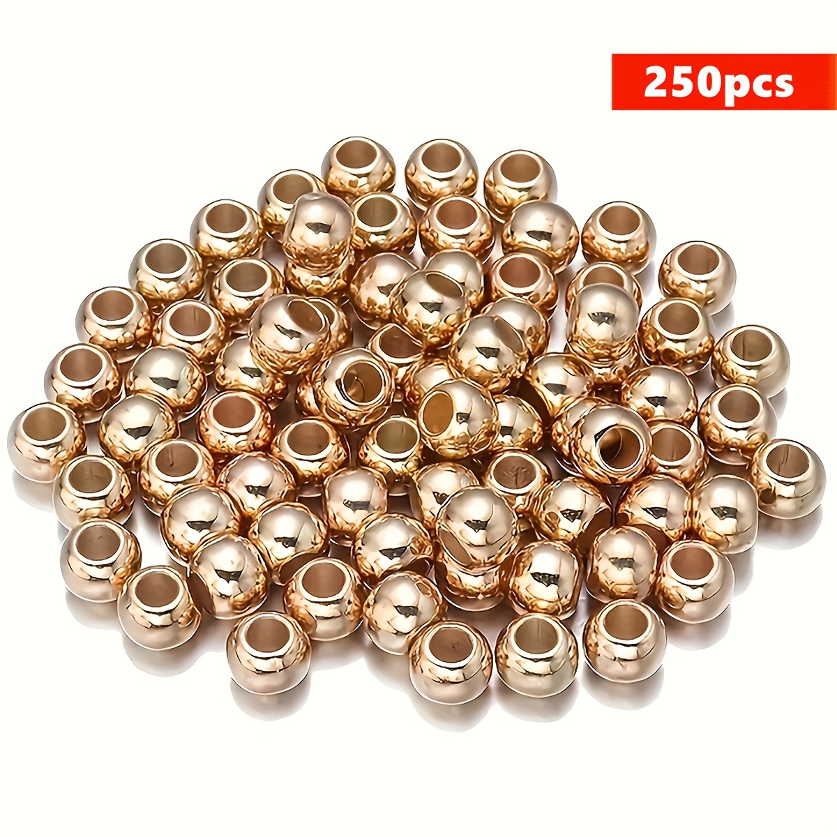 TEMU Perles rondes à gros trou de 8 mm, 250 pièces, dorées et argentées, en acrylique pour décorations DIY, artisanat , fabrication DIY