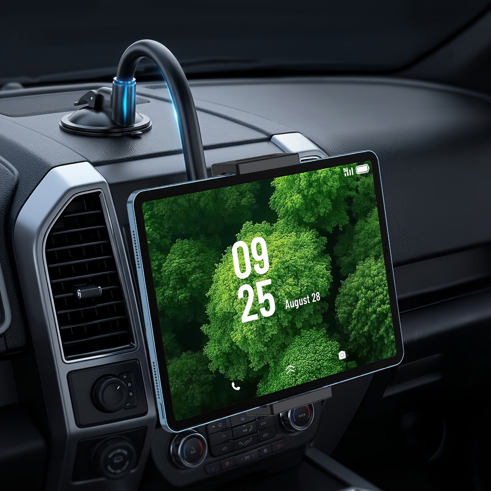 TEMU Support Tablette Voiture de Bord, Support Téléphone Tablette 4.7-13 Pouces pour Voiture, Bras Cervelle Réglable avec Base à Ventouse Puissante,