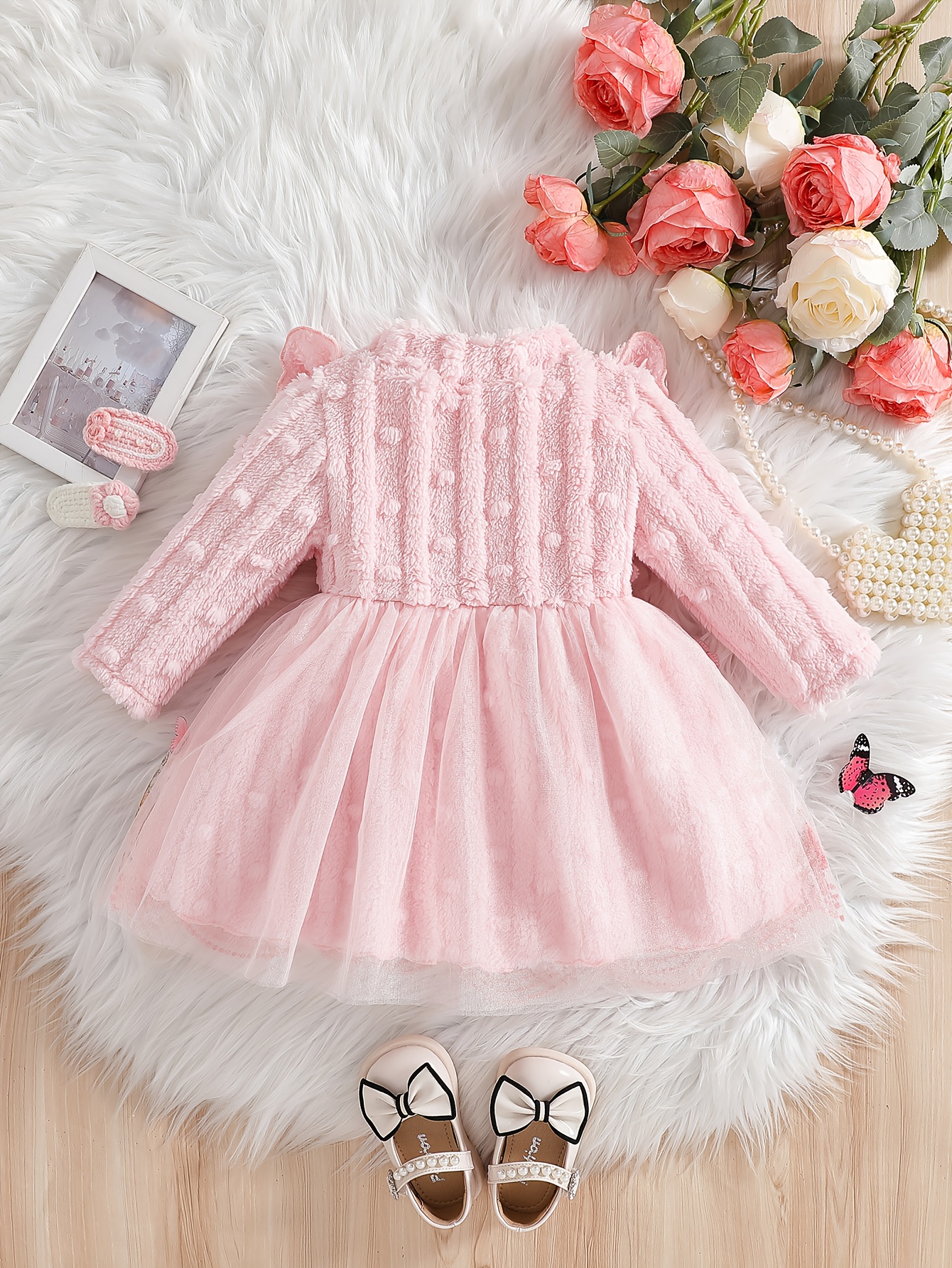navy blue dress for baby girl Petite Size Puff Sleeve Dress