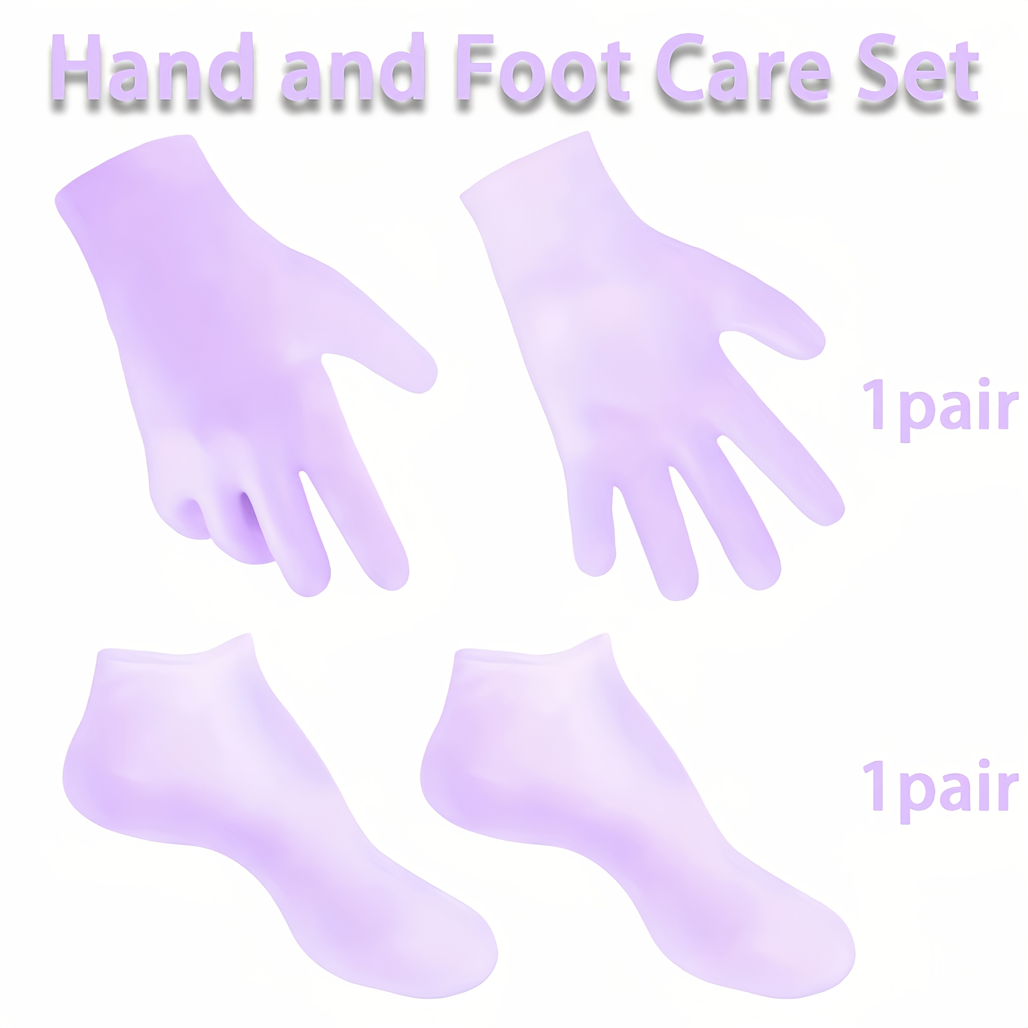TEMU 4pcs Silicone Hand And Foot Moisturizing Set, Reusable Moisturizing Foot Mask And Hand Mask Set, Aloe Gel Anti-crack Spa Heel Socks, Repairs Dry