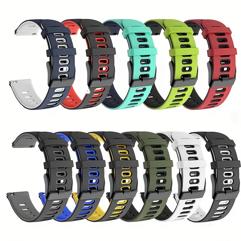 

1pc 20mm/22mm Dual Color Silicone Strap For Samsung Galaxy Watch 4 5 6/active 2 40mm 44mm Gear S2 S3 6 Classic 43mm 47mm, Smartwatch Strap For Gt 2e 2 3 4 46mm For Garmin 245/645