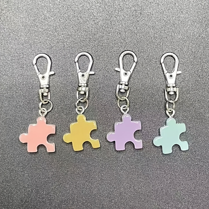 E-shop Geschenk für Sie/Ihn 4er- Puzzle Schlüsselanhänger, Macaron-Farben, Anhänger und Schlüssel-Ergänzungen, robuste Schlüsselanhänger-Ergänzungen,