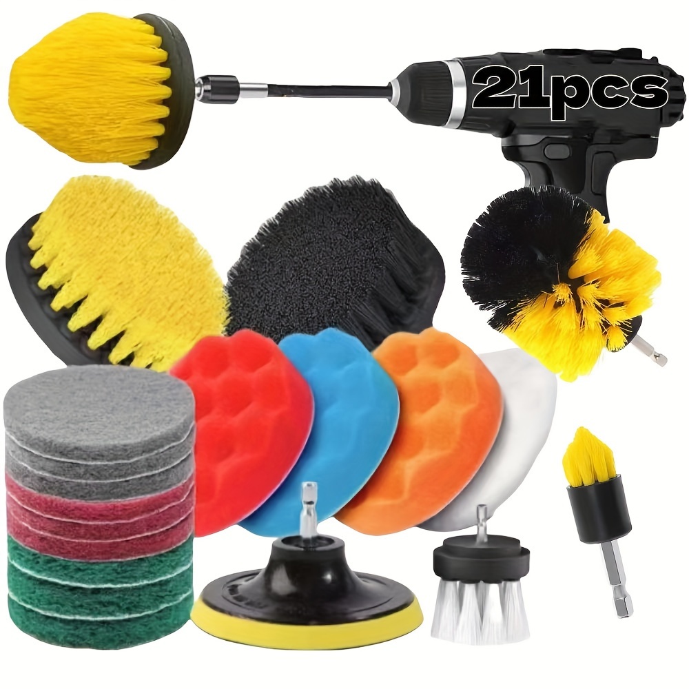 

21pcs/40pcs Drill Brush Attachment Set, Reusable Abrasive Pads, Electric Wash Brush With Extended Long Attachment, Cleaning For , Mortar, Tiles, Bathroom, Kitchen, Floor, No Drill Required