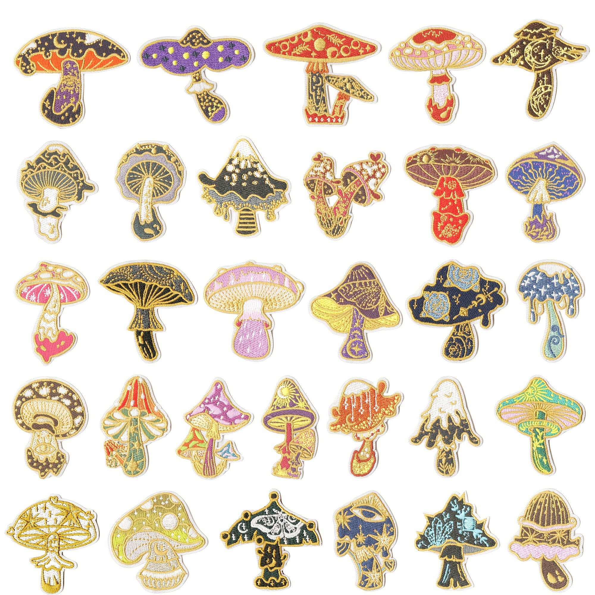 

30 Mushroom Embroidery Patches - Mushroom Element Patches That / On , Hats, Bags, Of Fashionable Handmade Decoration Diy Decoration Stickers