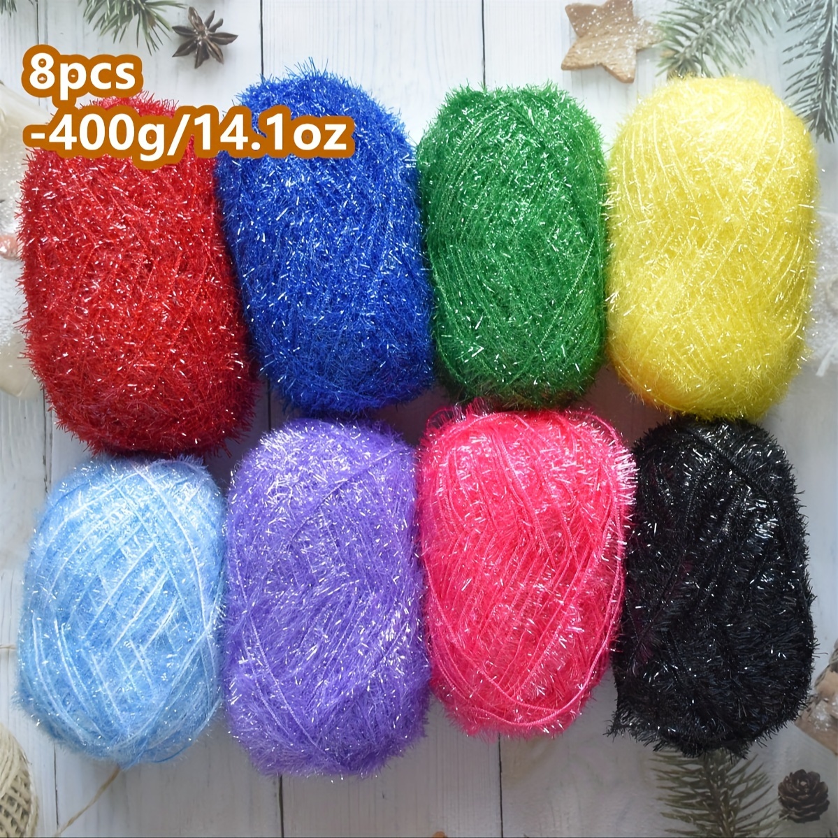 8pcs Colorful Glass Eyelash Yarn - Soft, Fuzzy, And Vibrant Crochet And Hand Knitting Thread For Doll Sweater, Hat, Bag Making Pillow, Blanket, Coat, Projects - Total 14.1oz