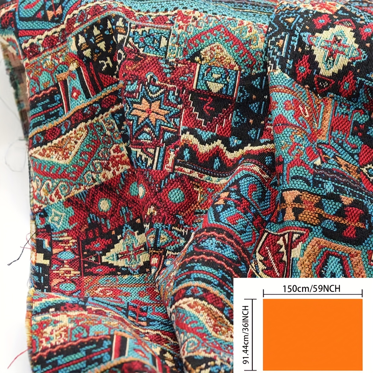 TEMU 1pz Tessuto Jacquard Geometrico Vivace - Design Boh矇mien Multicolore Premium per Trapunte, Cucito Fai da Te, Copridivani e Mobili, Tende, Borse,