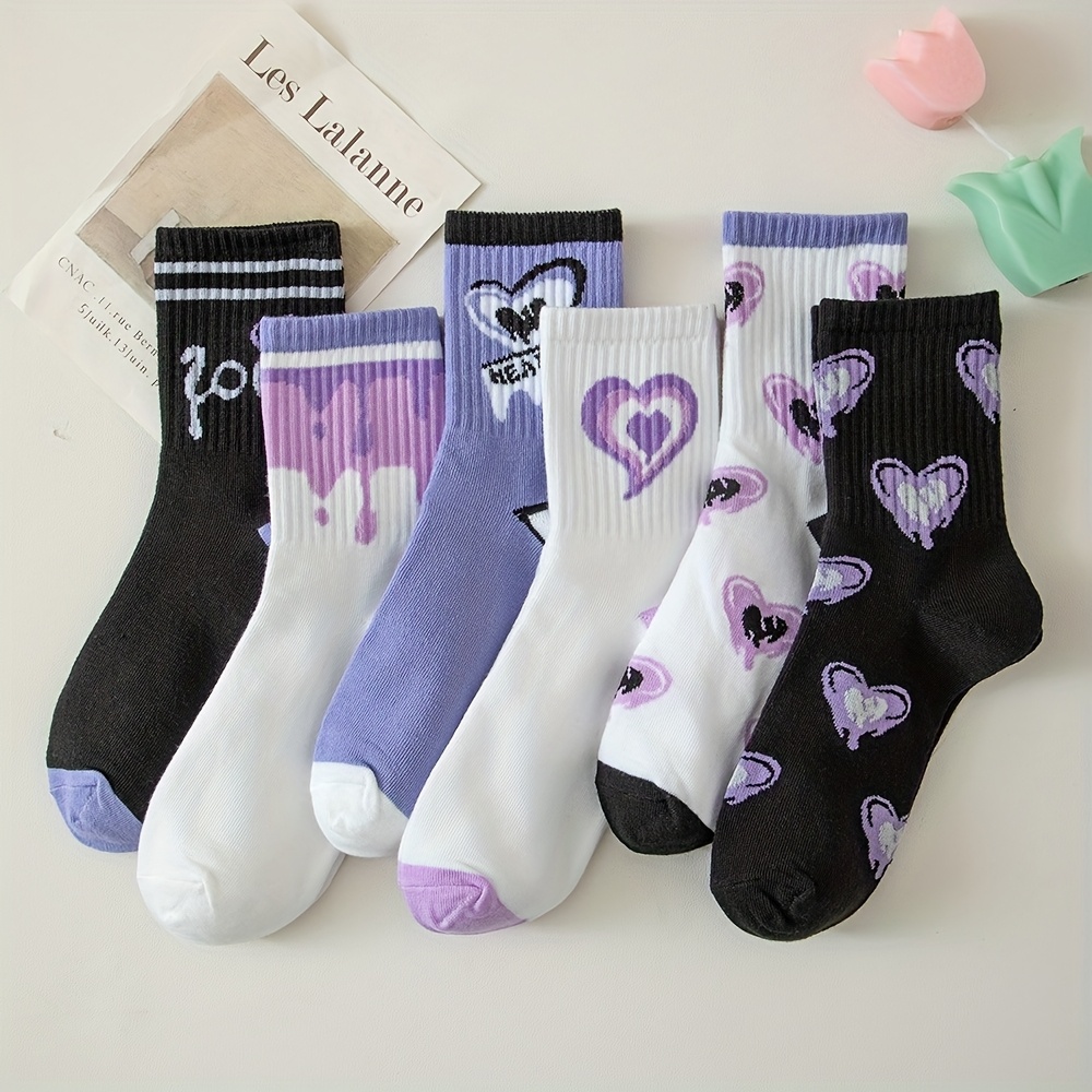 

1/6 Stylish Mid-calf Socks For Women, Featuring Cute Patterns, Breathable And Comfortable.