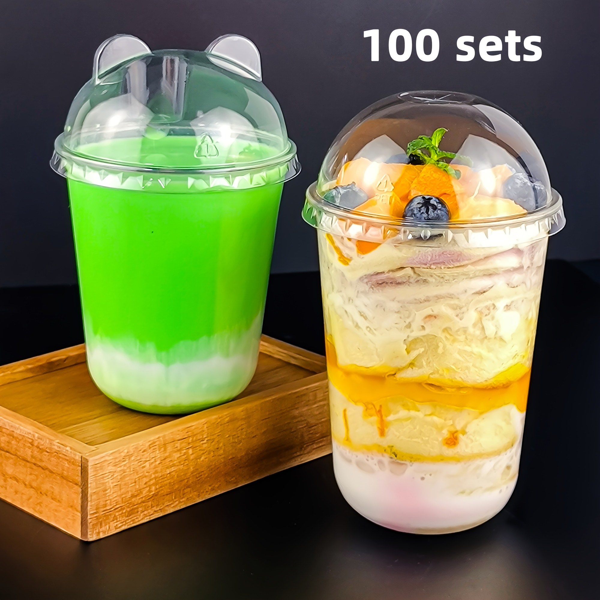 100pcs Disposable Transparent Plastic Cups with Lids 12Oz/16Oz Summer Drink  Cups Suitable for Parties, Holidays, Outdoor Packing Drinks