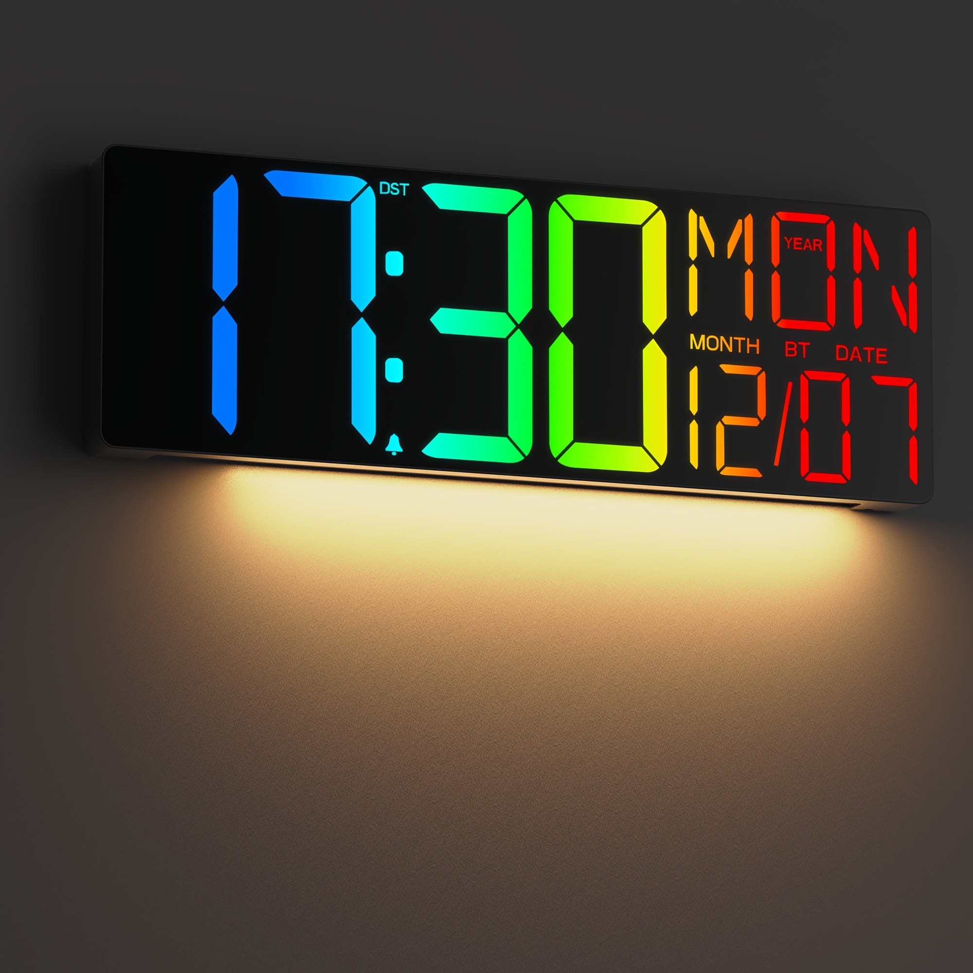 Image of 8 Wall Clock Display With 18" Led Display, Remote Control, 10-level Dimmable Light, Dst, Timer, Temperature, Alarm, Nightlight For Seniors, Men, Women, Exquisite Decorations For Classroom, Office, Gym
