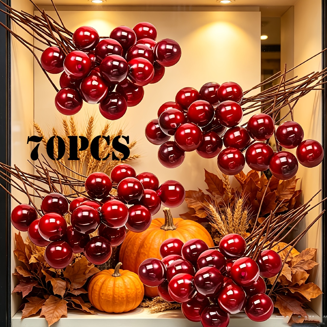 TEMU 70pcs Rouges Traditionnelles, Fleurs Artificielles de Rouges, Parfaites pour la Décoration de Cadeaux, les Couronnes et la Décoration de Fêtes.