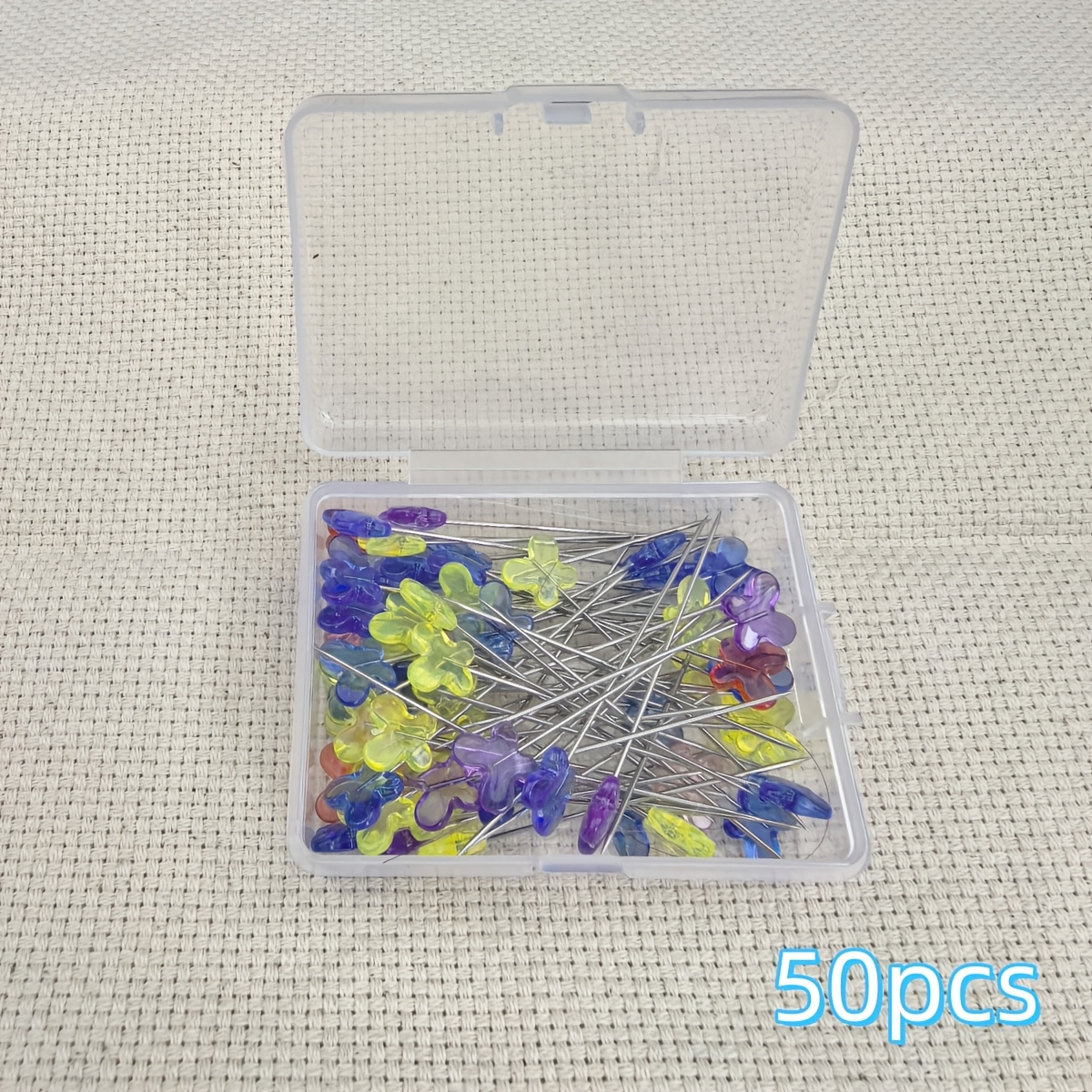 TEMU 50 piezas de alfileres de estereoscópicos 3D, exquisitos alfileres de costura transparentes con forma de , para posicionamiento y fijación de