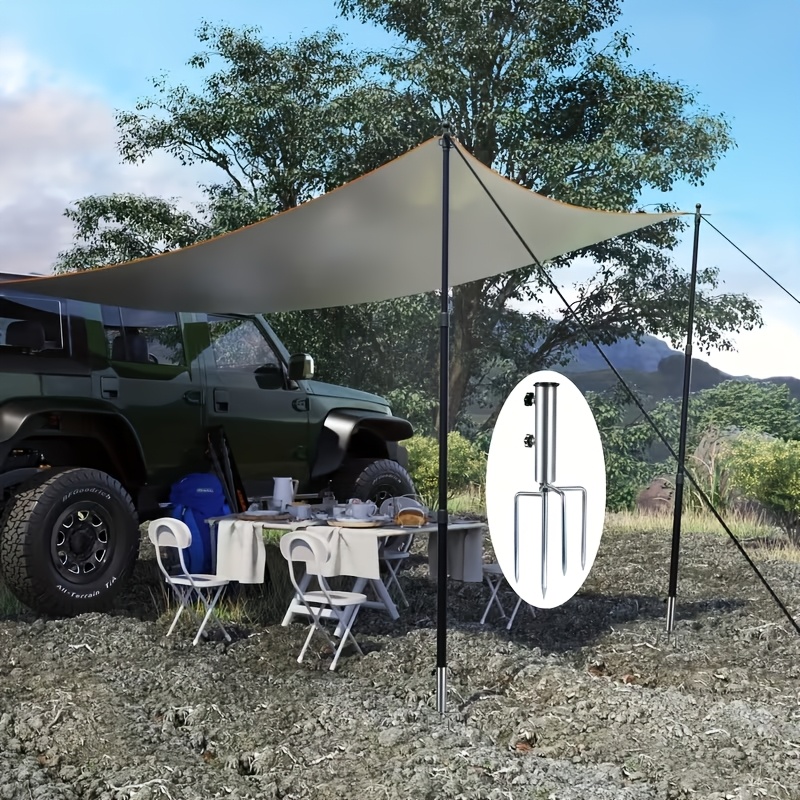 TEMU Heavy-duty Garden For Umbrella Anchor With 4 Spikes | Portable Metal Stand With , Suitable For Umbrellas, Flags, Fishing Rods, And Tent Poles |