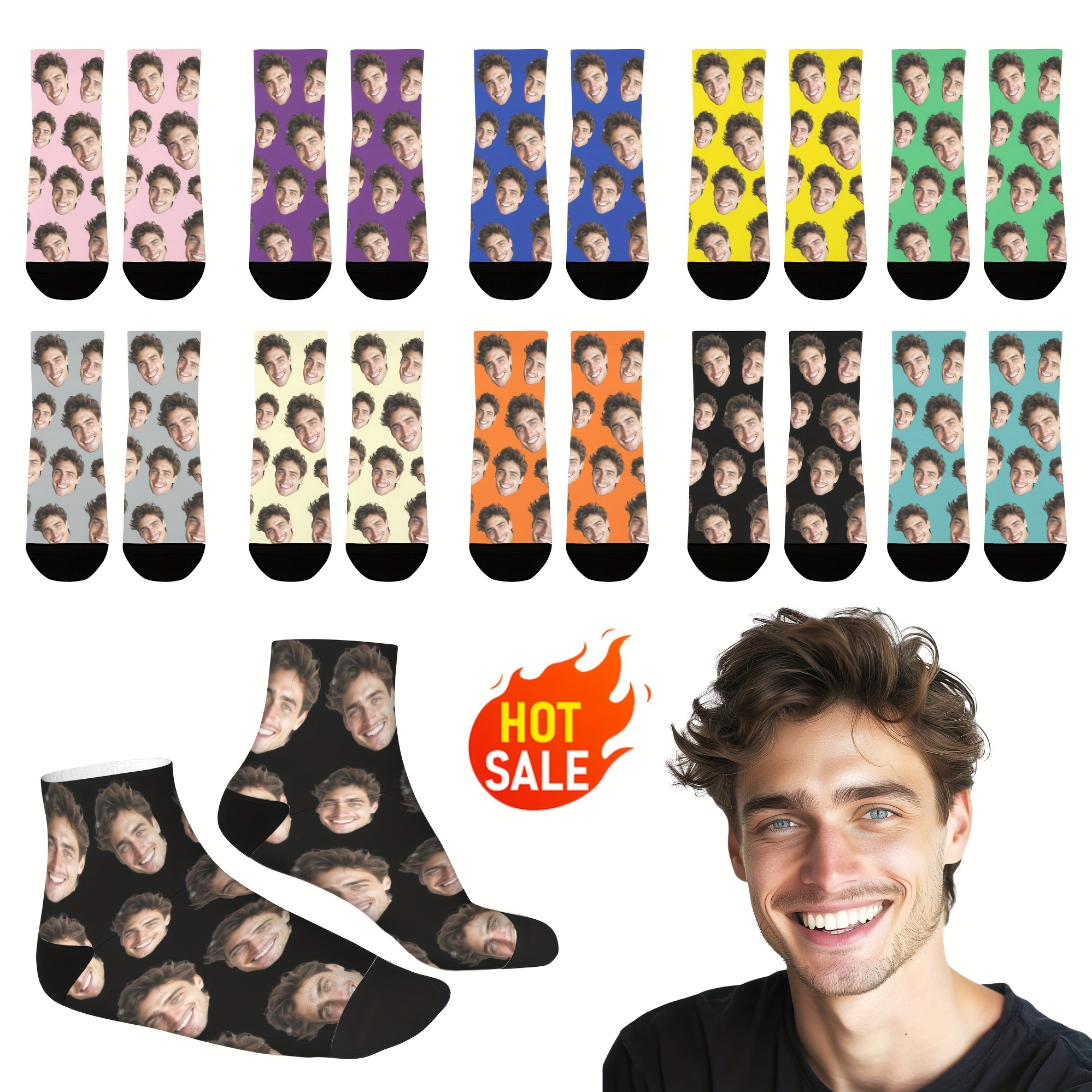 

Custom Face Socks, Personalized Funny Gift Low-cut Ankle Socks With Photo Customized, Novelty Trendy Party Present Socks For Men Women