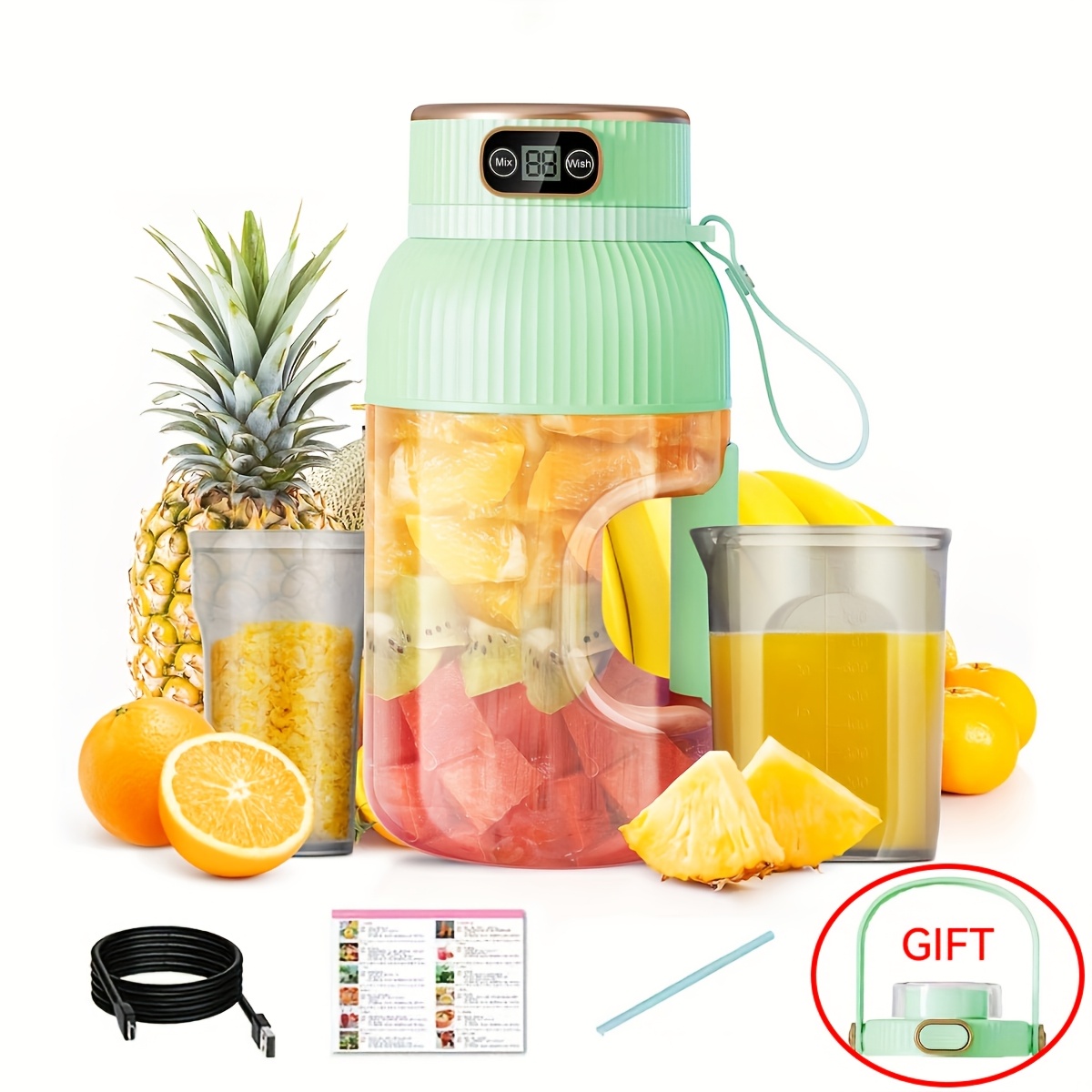 TEMU Portable Juicer & Travel Blender With Digital Display & Motorized Blending - Compact - Suitable For , Smoothies, -the- Blending, For, Gym, Picnic, - Operation (no Outlet Required)