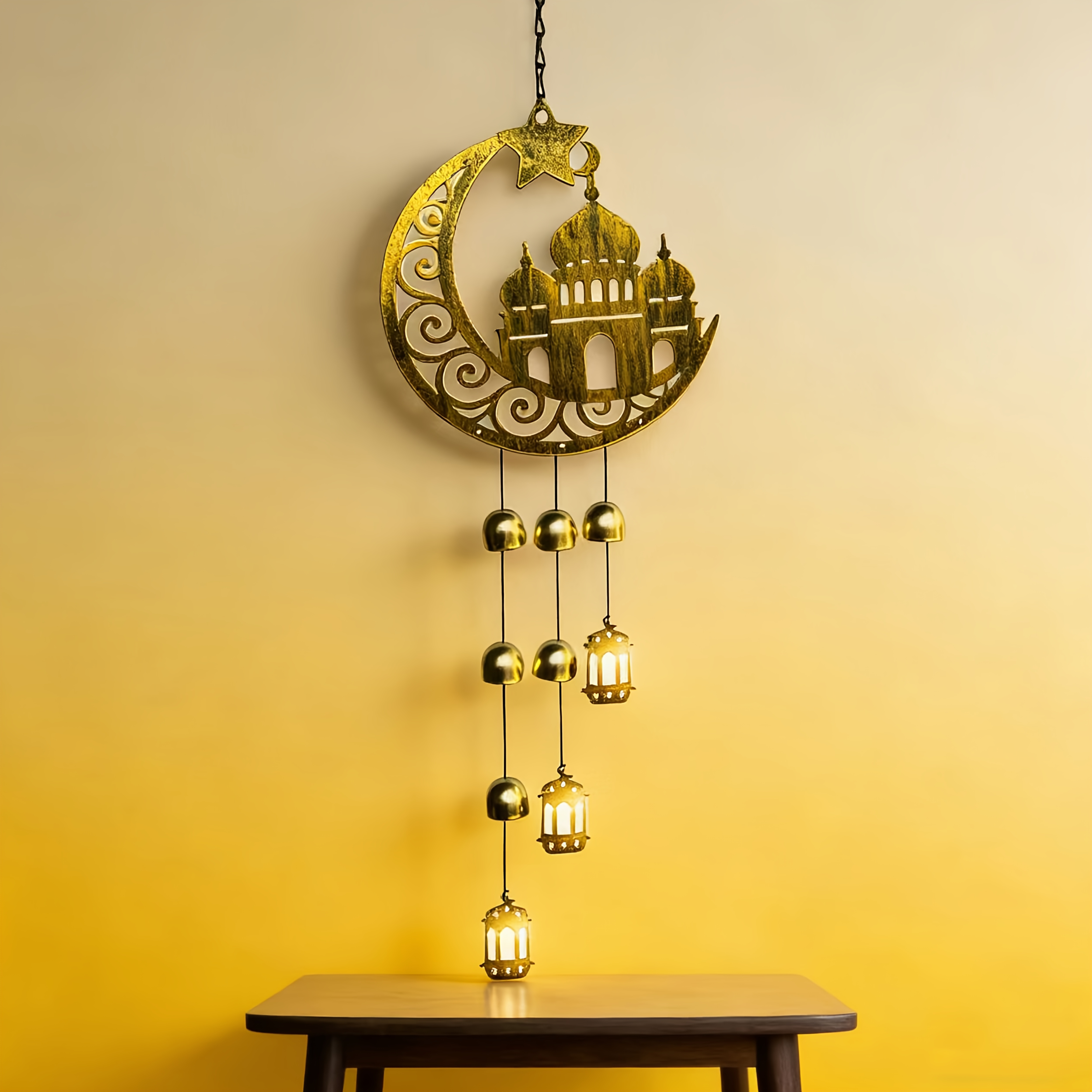 TEMU 1pc & Wind Chime Hanging Decoration - Metal Jazm Column Ornament Suitable For Eid Al-fitr Gifts, Mosque Decor, Home & Arabic Party Decorations -