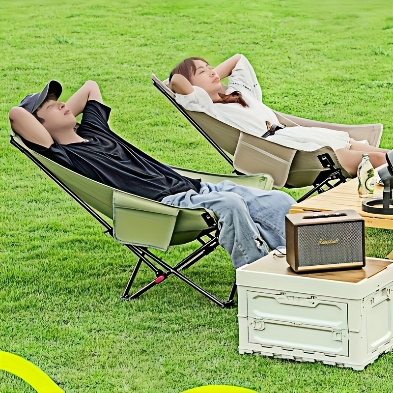 1 tragbarer, dreistufig verstellbarer Klappstuhl fr den Auenbereich mit  Mondstuhl mit hoher Rckenlehne * fr Camping, Urlaub, Angeln, Strnde  Feiertagspartys