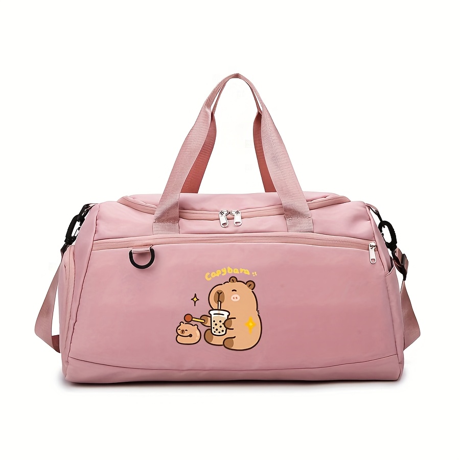 TEMU 1pc Sac Bandoulière Imprimé Capybara - Grand Volume avec Sangle Réglable, Fermeture Éclair en Polyester Durable pour Femmes & Hommes, Idéal pour