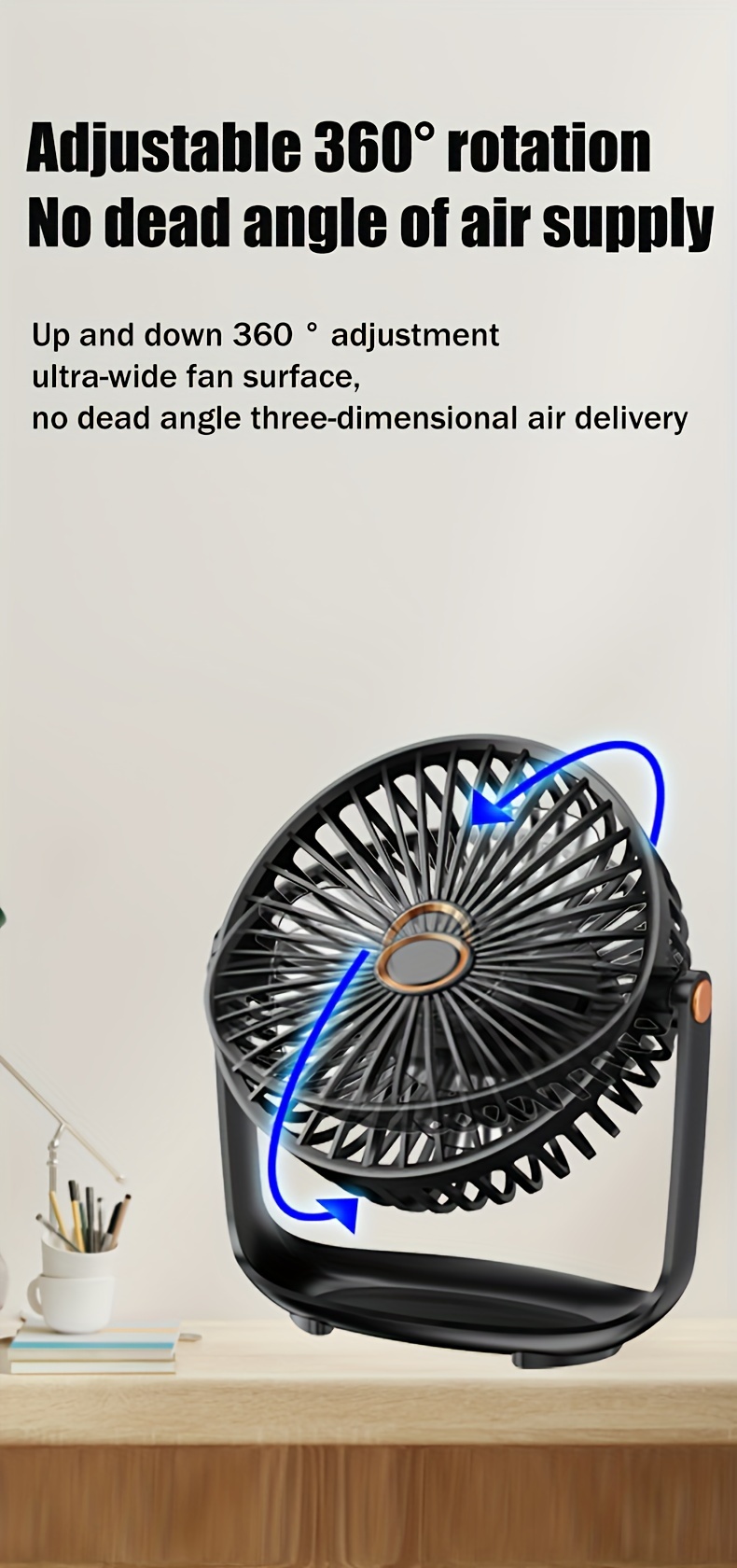 jkuoo portable desktop fan 5 speed adjustable   usb rechargeable with built in lithium battery touch control high   circulation for indoor use best selling   all kinds of places details 1