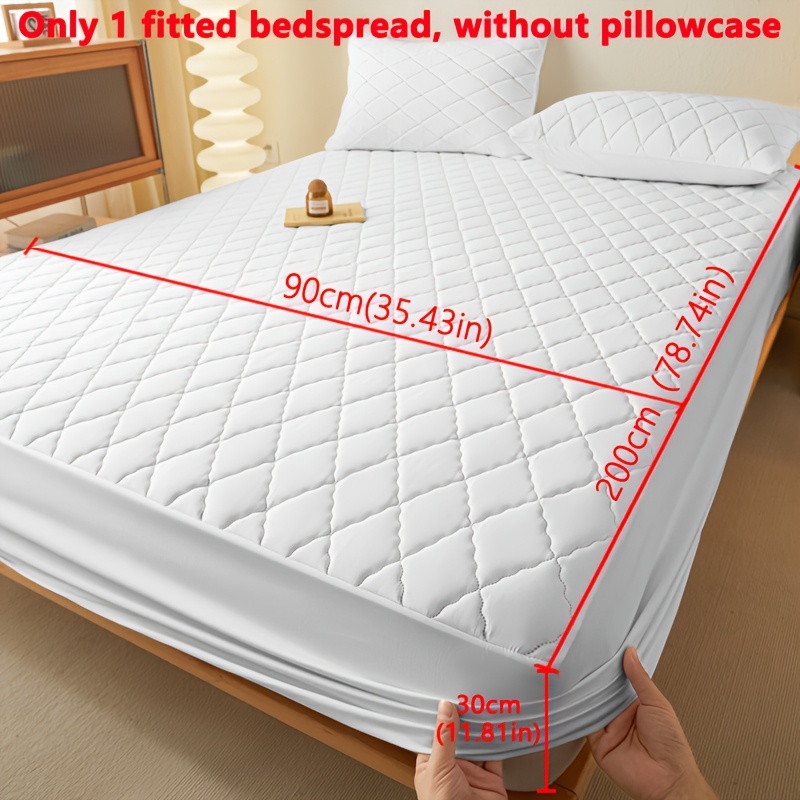 1pc Easy -friendly Soft Comfortable Breathable Diagonal Checkered Pattern White Interlayer Fitted Sheet, Solid Color Moisture-absorbing Mattress Cover For Bedroom, Bedding (pillowcase Not Included)