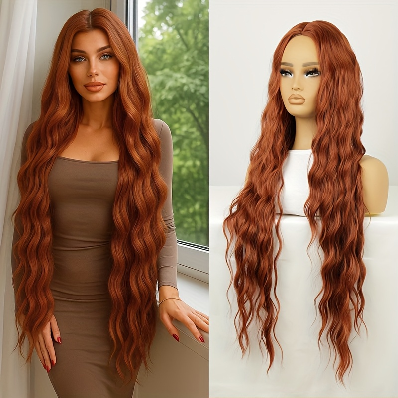 Costume Wig 32 Inch Extra Long Deep Wave Wig For Women, Middle Part Heat Resistant Synthetic Hair, Perfect For Festival Daily Wear, Parties Or Vacations