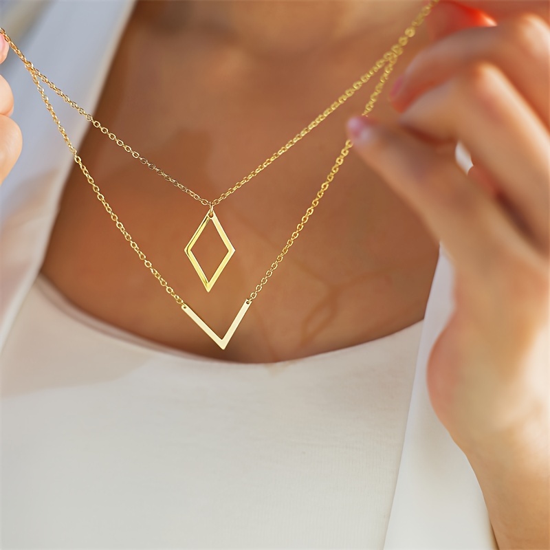 

Sophisticated Party, Elegant V-shaped Geometric Pendant Necklace - Brass, & Parties, Ideal Gift For Women On Valentine's Day Or Mother's Day