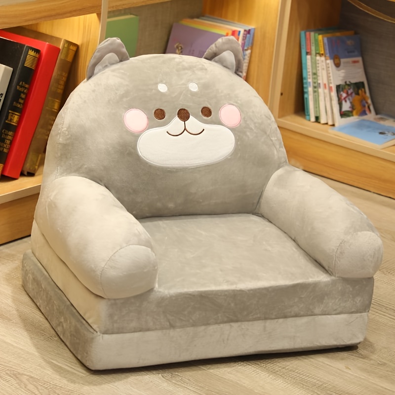 Modern Sofa with Cushioned Flip-Up Backrest & Removable Washable Cover - Soft Plush Folding Sleeper Sofa Bed for  , Space-Saving Nursery Furniture, Sturdy Non-Toxic Design, Easy Assembly, Gray & Brown Animal-Themed (No Wood) - Ideal for Playroom or Bedroom, Foldable Sofa Bed, Sofa   Room, Mini Couch For Bedroom, Fluffy Couch, Sofa Bed For Small Spaces, Sofa Bed Foldable, Space Saving Sofa Bed, Mini Sofa, Sofa Lounge Bed, Sofa For Bedroom