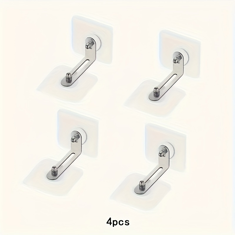 4pcs Adjustable No-drill Safety Straps For Tv Cabinets, Bookshelves & Shoe Racks - Anti-tip Design, Self-adhesive, Prevents , Contemporary Style, Plastic Material, Wall-mounted, Utility Hooks
