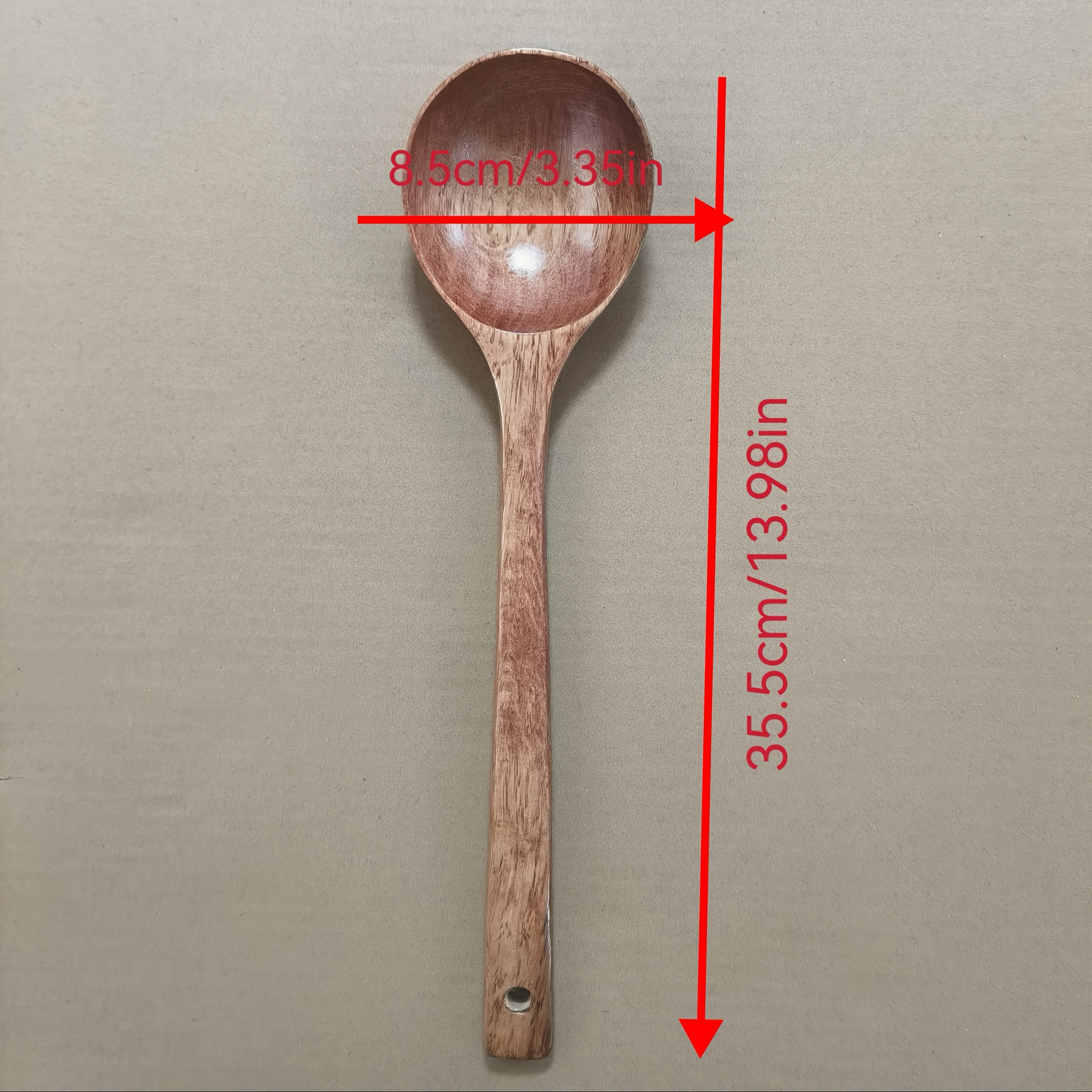 TEMU 1pc Solid Wood With Long Handle Wooden Soup Ladle Can Wooden Spoon Wooden Soup Ladle Household Wooden Spoon