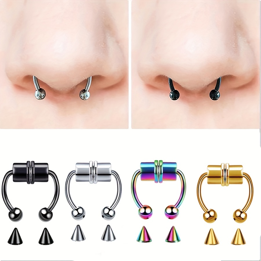 Men's Nose Ring Hoop Magnetic Septum Nose Ring - Temu
