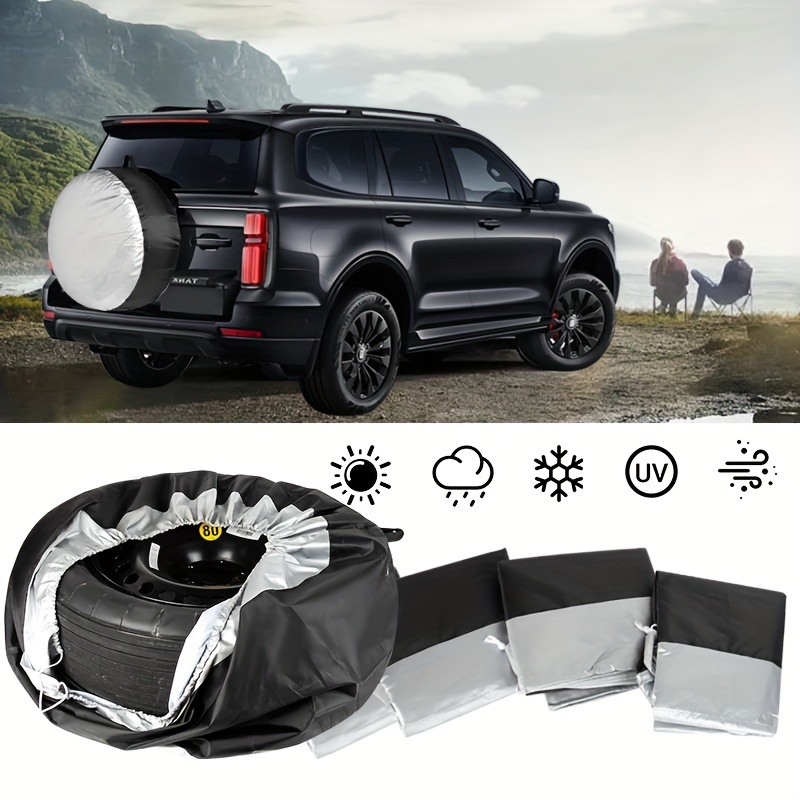 

1pc/4pcs Car Tire Cover, 210d Oxford Cloth Spare Tire Cover Waterproof Dirty Tire Cover Sun Protection Cover